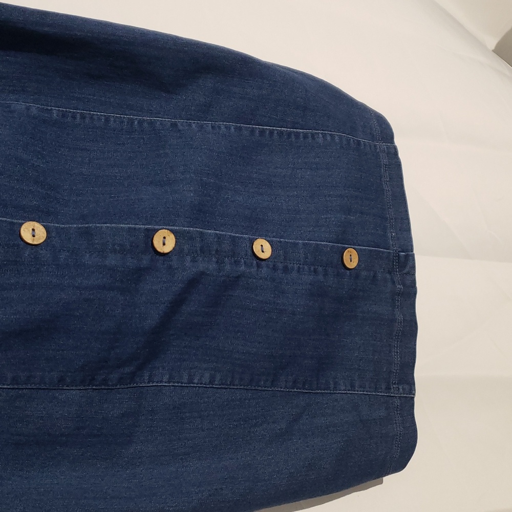 Denim Sleeveless Strappy Mini Dress Button Down Details Bodycon Juniors Large - Picture 3 of 8